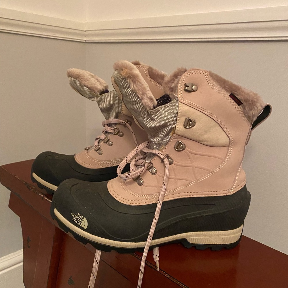 The North Face Pink and Black Winter Boots